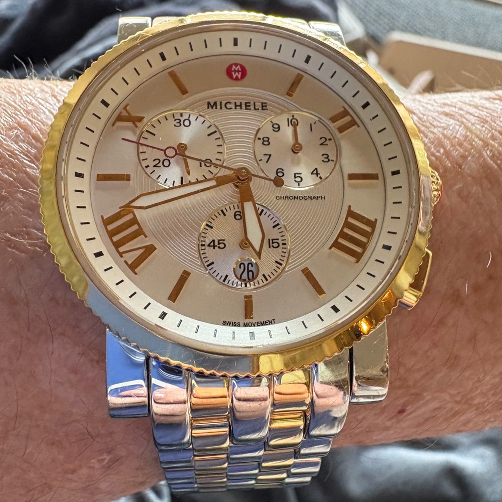 ❌❌❌SOLD❌❌❌
Michele 🎉EUC🎉Two-Tone Gold and Silver Chronograph Watch and Band - Picture 10 of 12